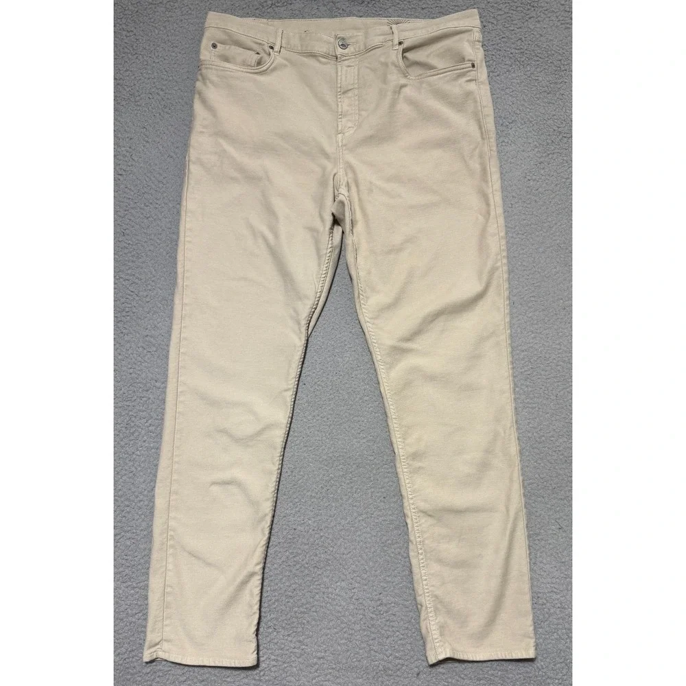 Faherty Stretch Terry 5-Pocket Pants Men's 38x30 Beige Slim Straight Measures 36